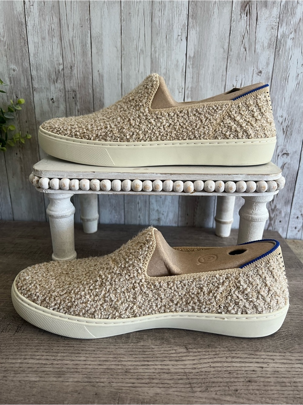 Rothy's Original Honeybun Shimmer Bouclé Slip-On Sneakers Womens Size 9 - Picture 4 of 9